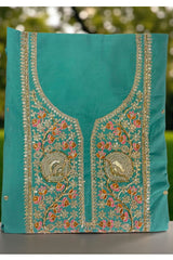 Elegant Embroidered Suit Set with Multicolor Dupatta – Blue