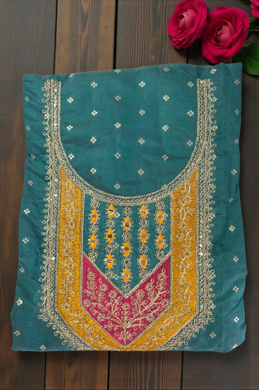 Elegant Chanderi Embroidered Suit Set with Floral Organza Dupatta