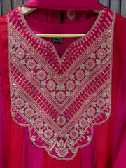 Graceful double shade Mul Chanderi Embroidered Kurta Set