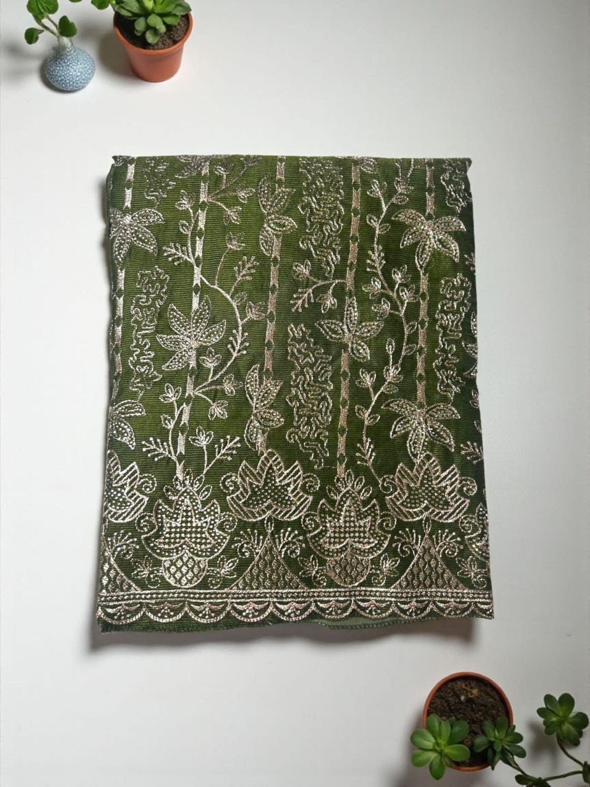 Premium Kota Silk Embroidered Unstitched Suit