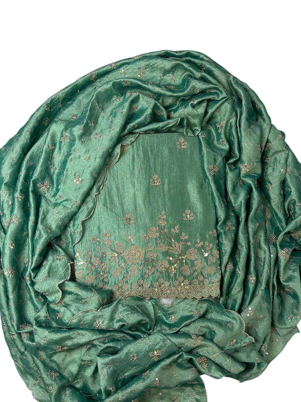 Vichitra Embroidered Suit Set with Dupatta