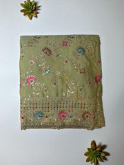 Elegant Vichitra Embroidered Unstitched Suit-Green