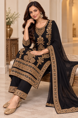 Black Premium Heavy Embroidered Kurta Set with Dupatta