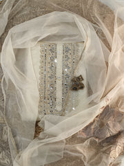 Elegant Shimer Silk Unstitched Suit with Heavy Mirror and Sequin