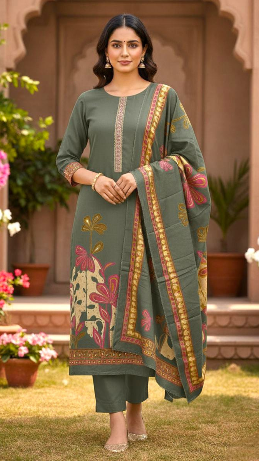 Classic Grey Pashmina Winter Unstitched Suit