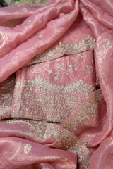 Elegant Gold Crush Embroidered Unstitched Suit