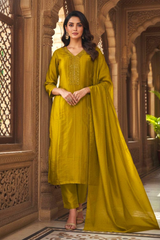 Premium Mustard Gold Silk Embellished Suit Set with Sequin Work