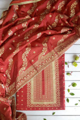 Regal Dola Silk Embroidered Unstitched Suit-Maroon