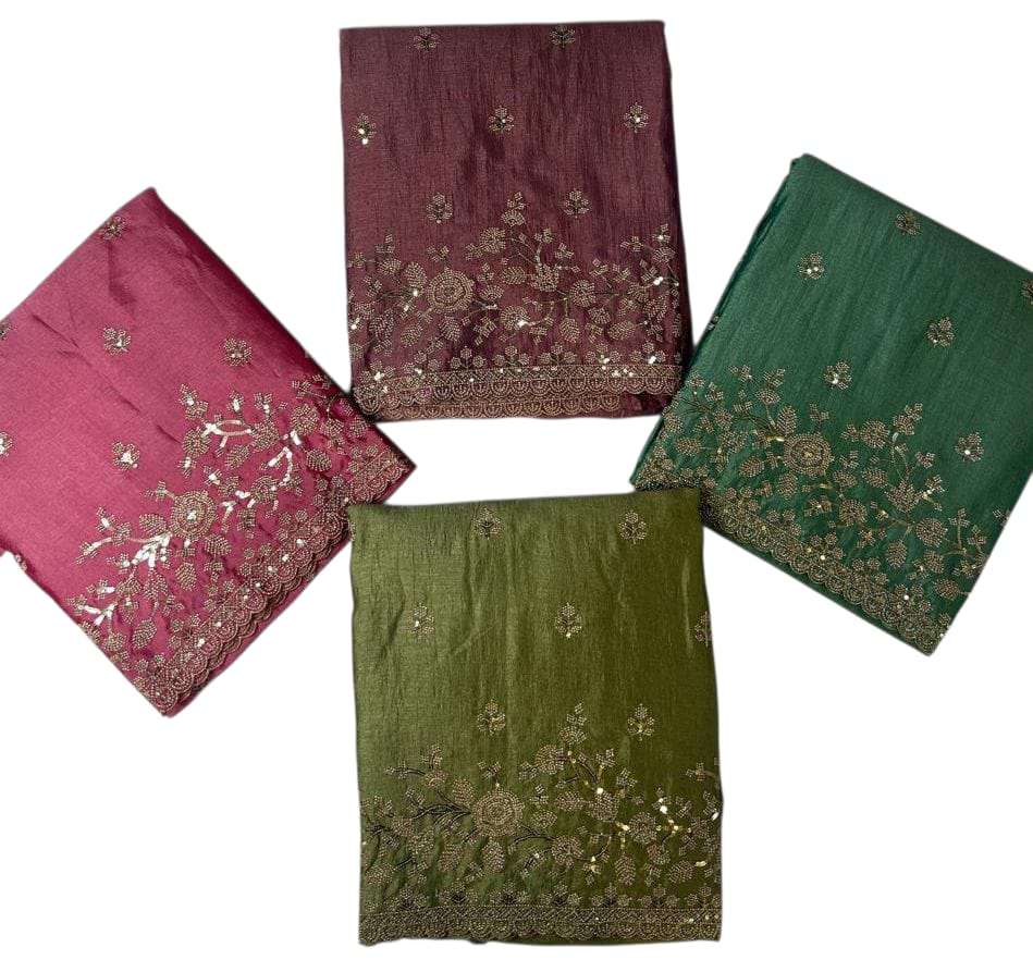 Vichitra Embroidered Suit Set with Dupatta