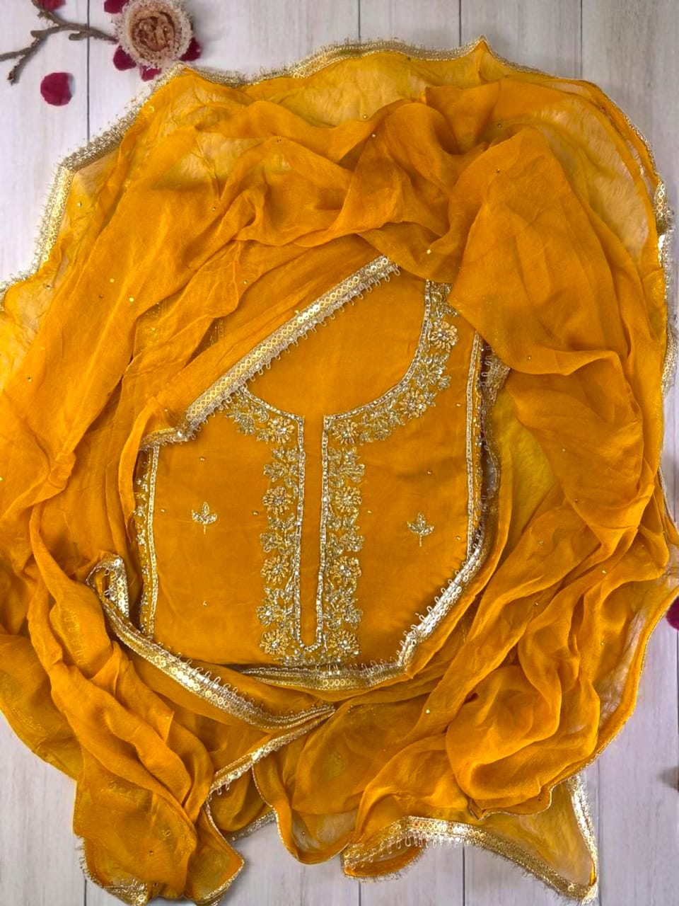 Premium Organza Hand Embroidered Unstitched Suit
