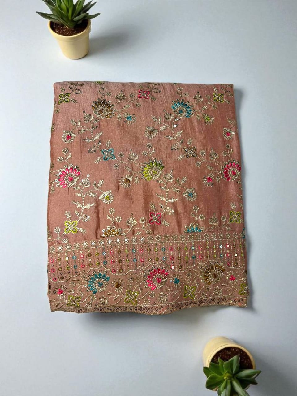 Elegant Vichitra Embroidered Unstitched Suit
