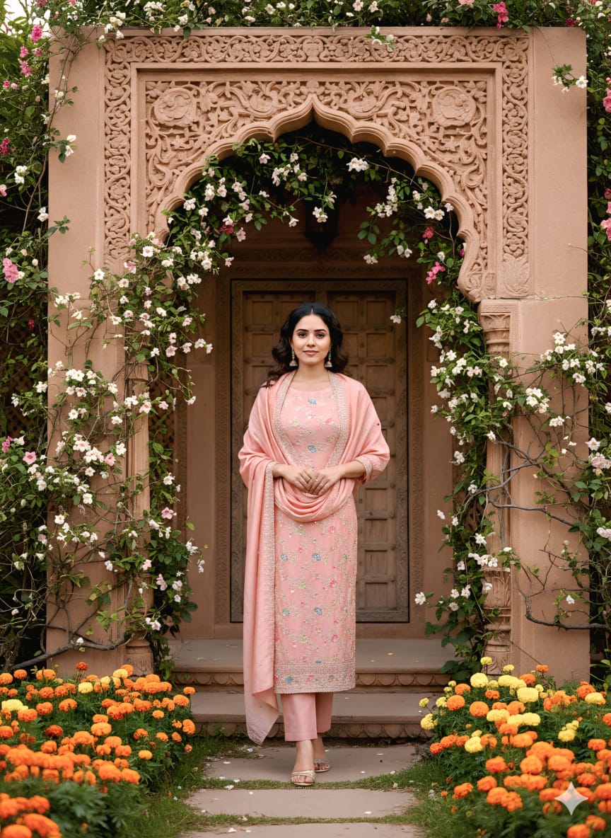 Elegant Vichitra Embroidered Unstitched Suit