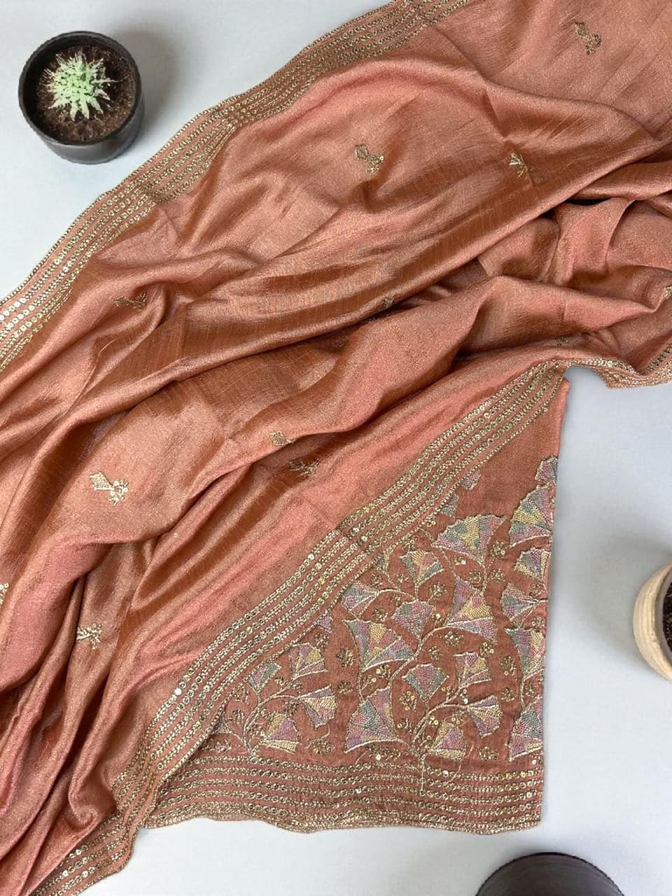 Elegant Vichitra Embroidered Unstitched Suit Set with Dupatta