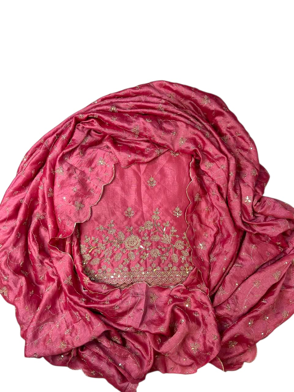 Vichitra Embroidered Suit Set with Dupatta