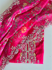 Vibrant Roman Silk Embroidered Unstitched Suit Set