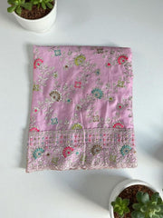 Elegant Vichitra Embroidered Unstitched Suit-Pink