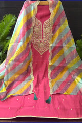 Elegant Embroidered Suit Set with Multicolor Dupatta – Festive & Party Wear Collection