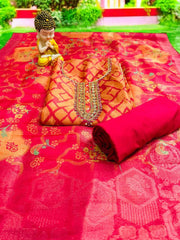 Royal Shimmer Organza Unstiched Suit wiith Silk Dupatta-Pink