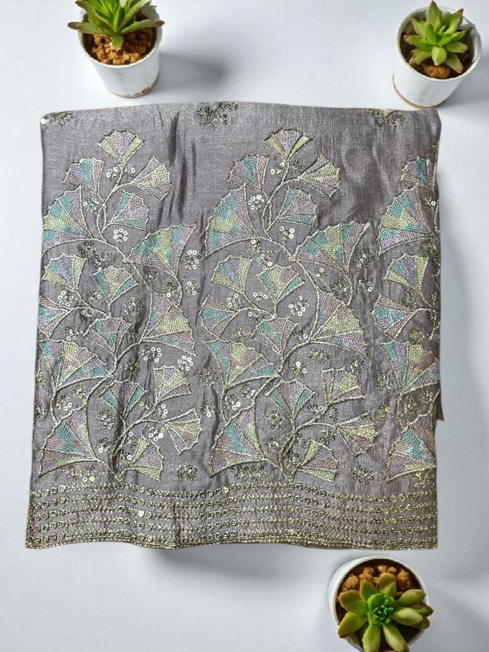Elegant Vichitra Embroidered Unstitched Suit Set with Dupatta