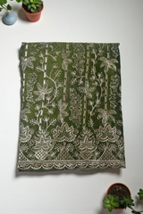 Premium Kota Silk Embroidered Unstitched Suit-Green