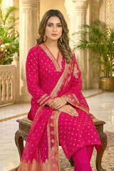 Regal Pink Dola Silk Kurta Set with Heavy Zari Dupatta