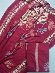 Rich Red Pashmina Unstitched Suit for Winter