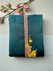 Elegant Bottle Green Pashmina Winter Suit – Embroidered Neckline & Printed Dupatta