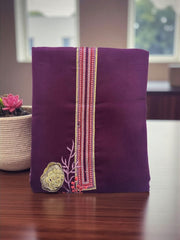 Wine Pashmina Unstitched Suit for Winter – Heavy Embroidered Neckline & Printed Dupatta