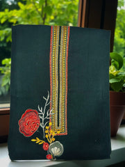 Bottle Green Pashmina Suit – Embroidered Neckline & Printed Dupatta for Winter