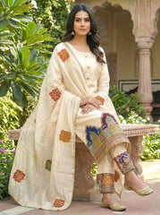 Elegant Pure Tissue Embroidered Suit Set