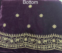 Unstitched Royal Wine Embroidered Velvet Suit Set
