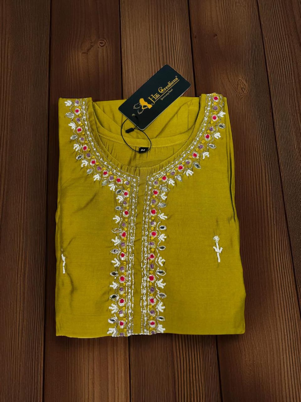 Mustard Silk Blend Embroidered Co-ord Set