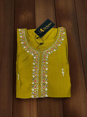 Mustard Silk Blend Embroidered Co-ord Set
