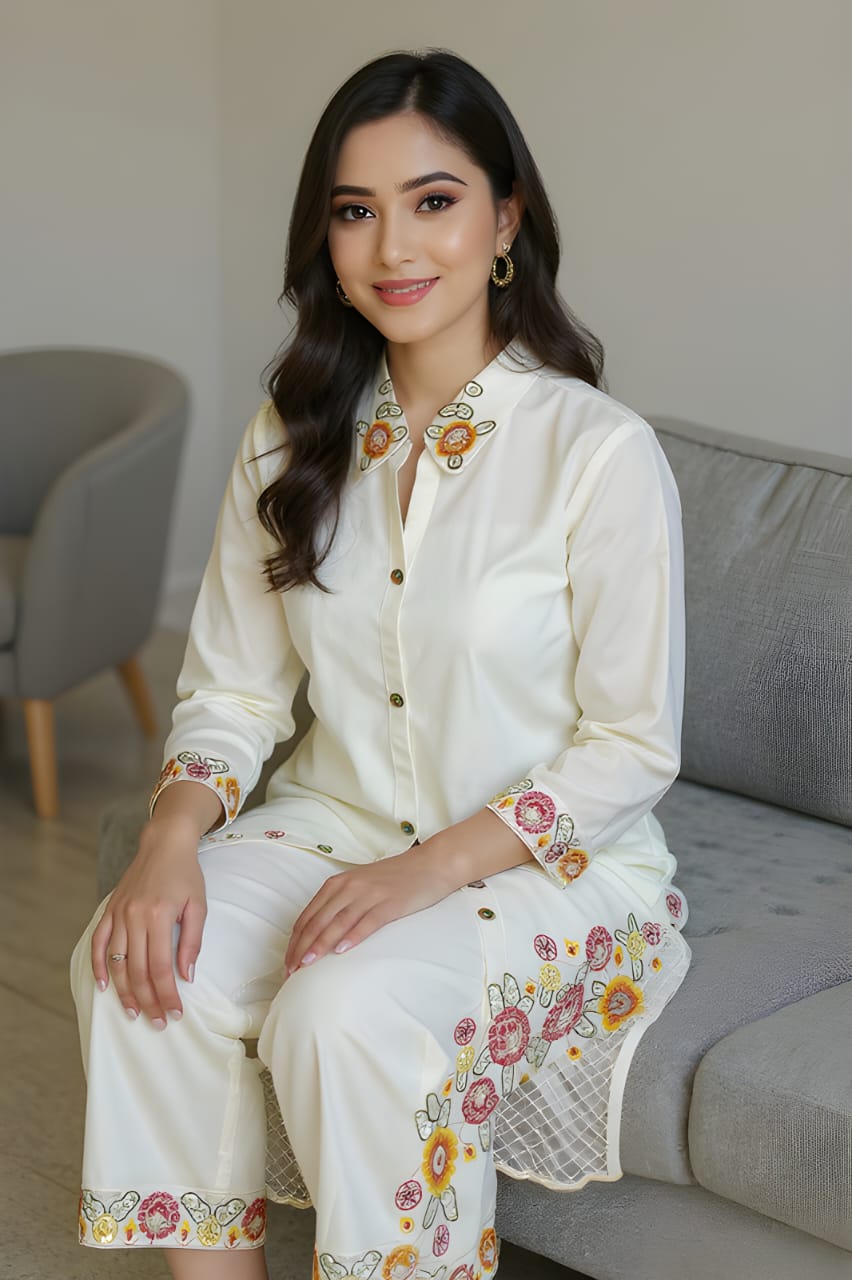Elegant Rayon Embroidered Co-ord Set