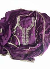 Premium Organza Hand Embroidered Unstitched Suit