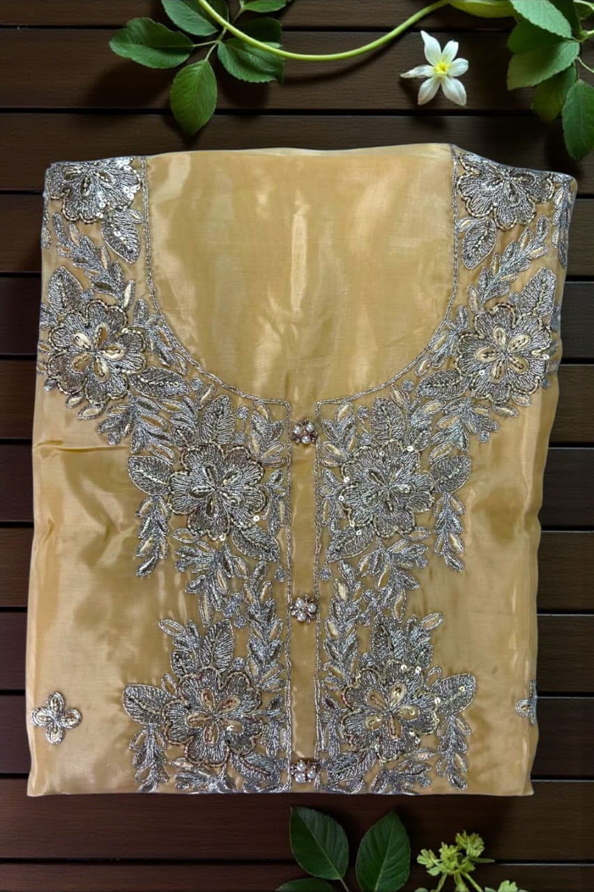 Premium Glass Organza Embroidered Suit Set with Dupatta-Yellow